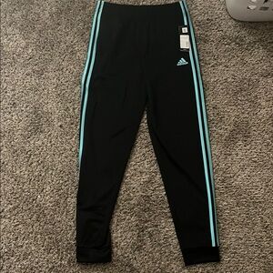 Adidas Black and Blue Sweatpants with Elastic Cuffs